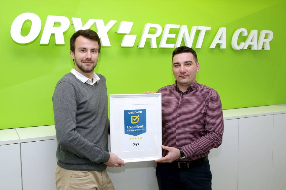 ORYX Rent a car ha ganado el premio Discovercars.com por su excelente servicio de alquiler de coches