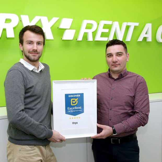 ORYX Rent a car ha ganado el premio Discovercars.com por su excelente servicio de alquiler de coches